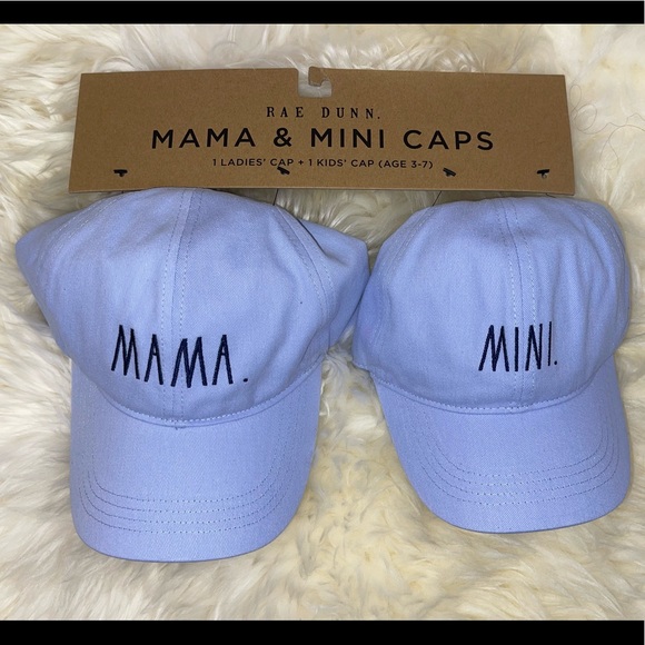 Rae Dunn Mama & Mini Matching Hats - Light Blue / Purple Hat Set - Picture 2 of 3